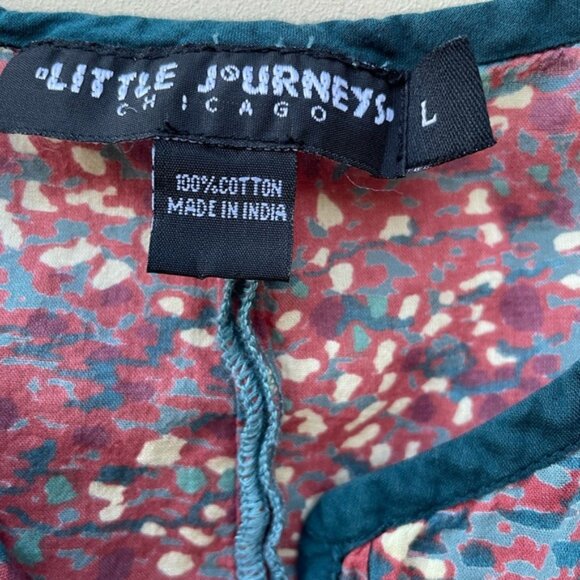 Little Journeys Chicago Mixed Print Sleeveless Flowey Teal Tank Top Sz L - Picture 4 of 8